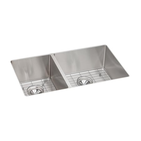 Elkay Crosstown Stainless Steel 31-1/2 X 18-1/2 X 9 40/60 Double Bowl Undermount Sink Kit ECTRU32179LDBG